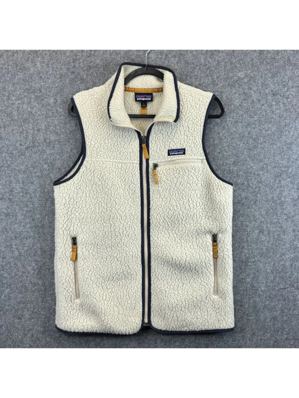 Patagonia Retro Pile Womens Large Vest White Sherpa Fleece w Zip Pockets